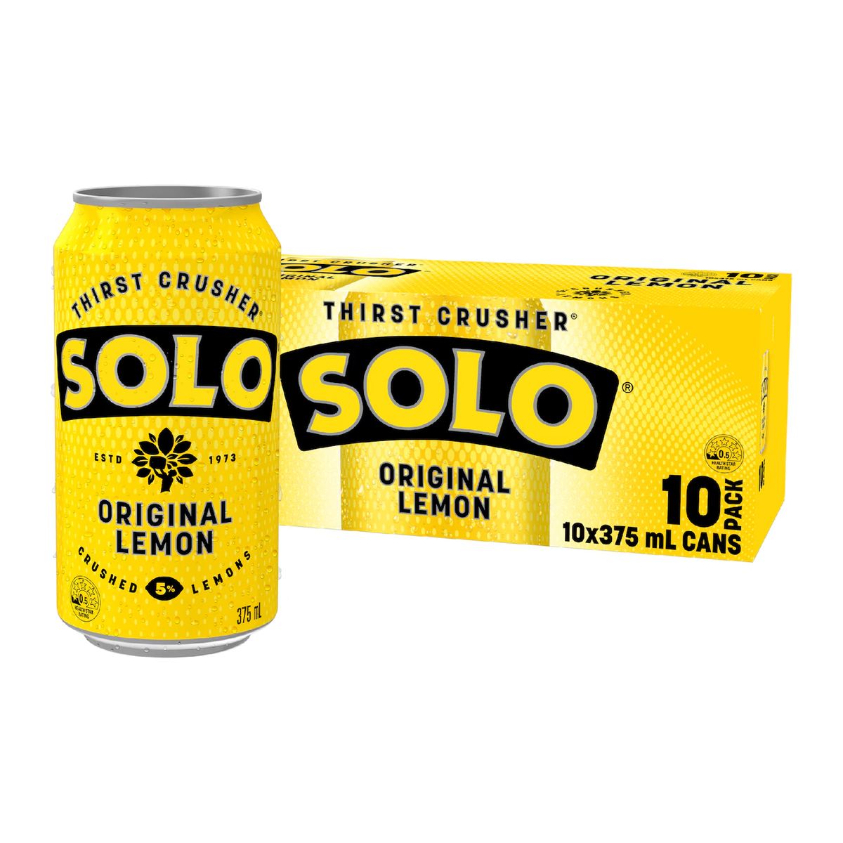 Solo_Lemon_Soft_Drink_10Pack_square_1200 Solo Original Lemon Soft Drink 375ml Cans 10 Pack - Image 1