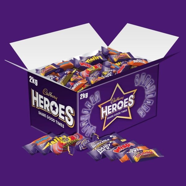 Cadbury Heroes Chocolate Bulk Share Box 2kg – Assorted Mini Milk Chocolate Bars